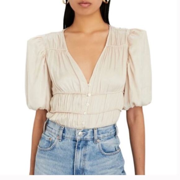 Frame Denim Cream Puff Sleeve Blouse - Picture 7 of 7